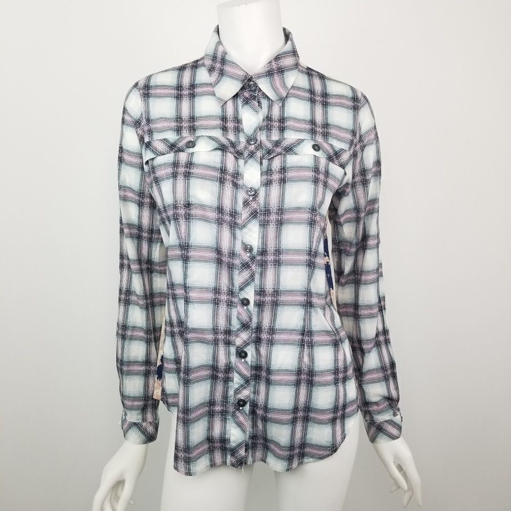 Cabi Plaid & Floral Button Down Festival Shirt